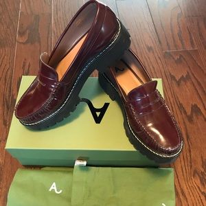 Alexa Chung tread sole leather penny loafers